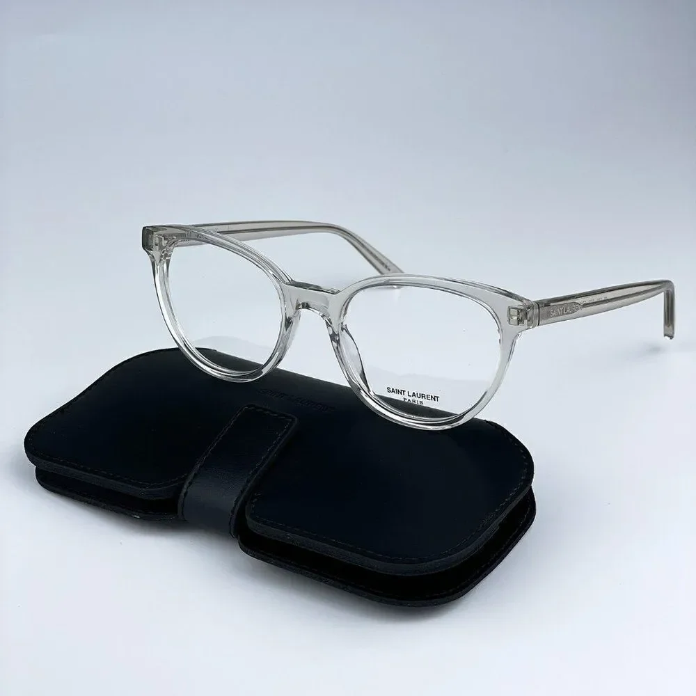 NEW Saint Laurent SL589 003 Beige Clear Oval Women Eyeglasses